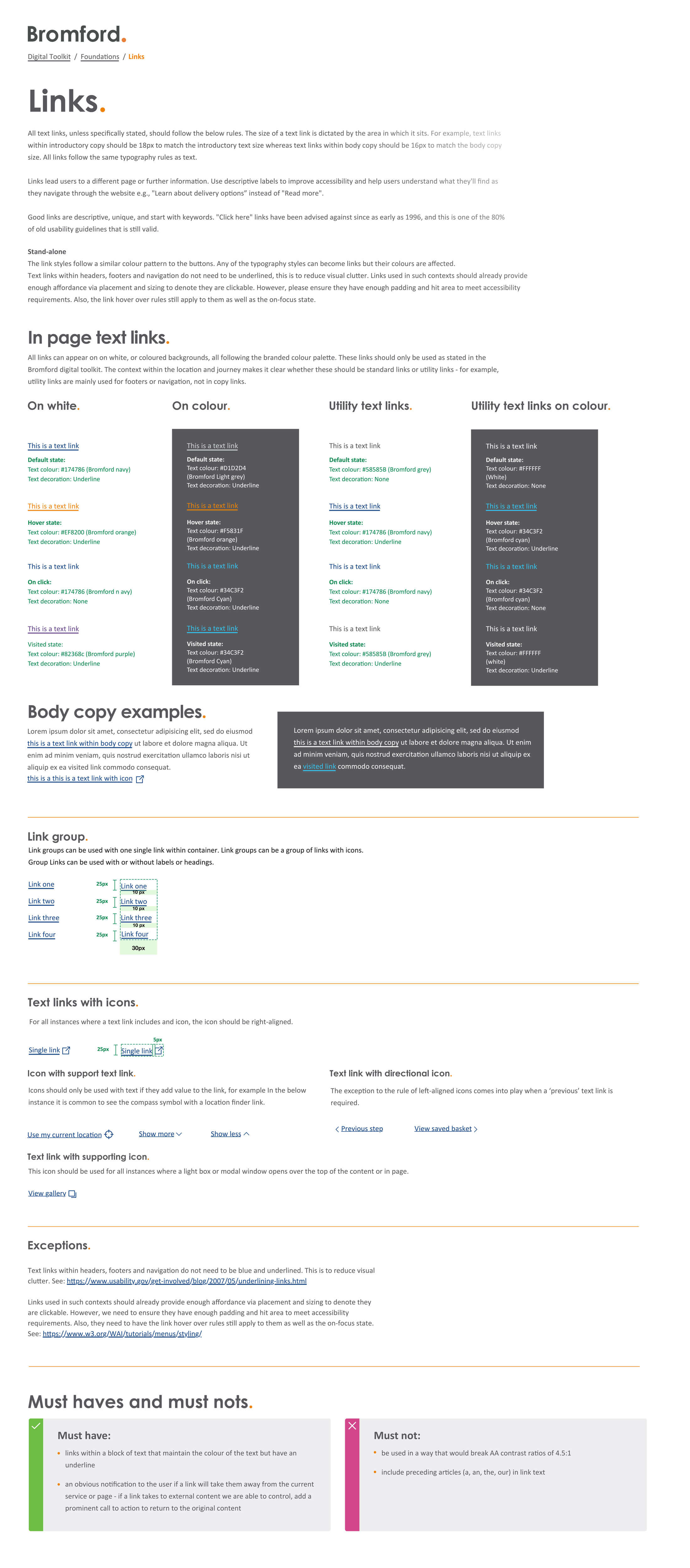 Design system in parts — links