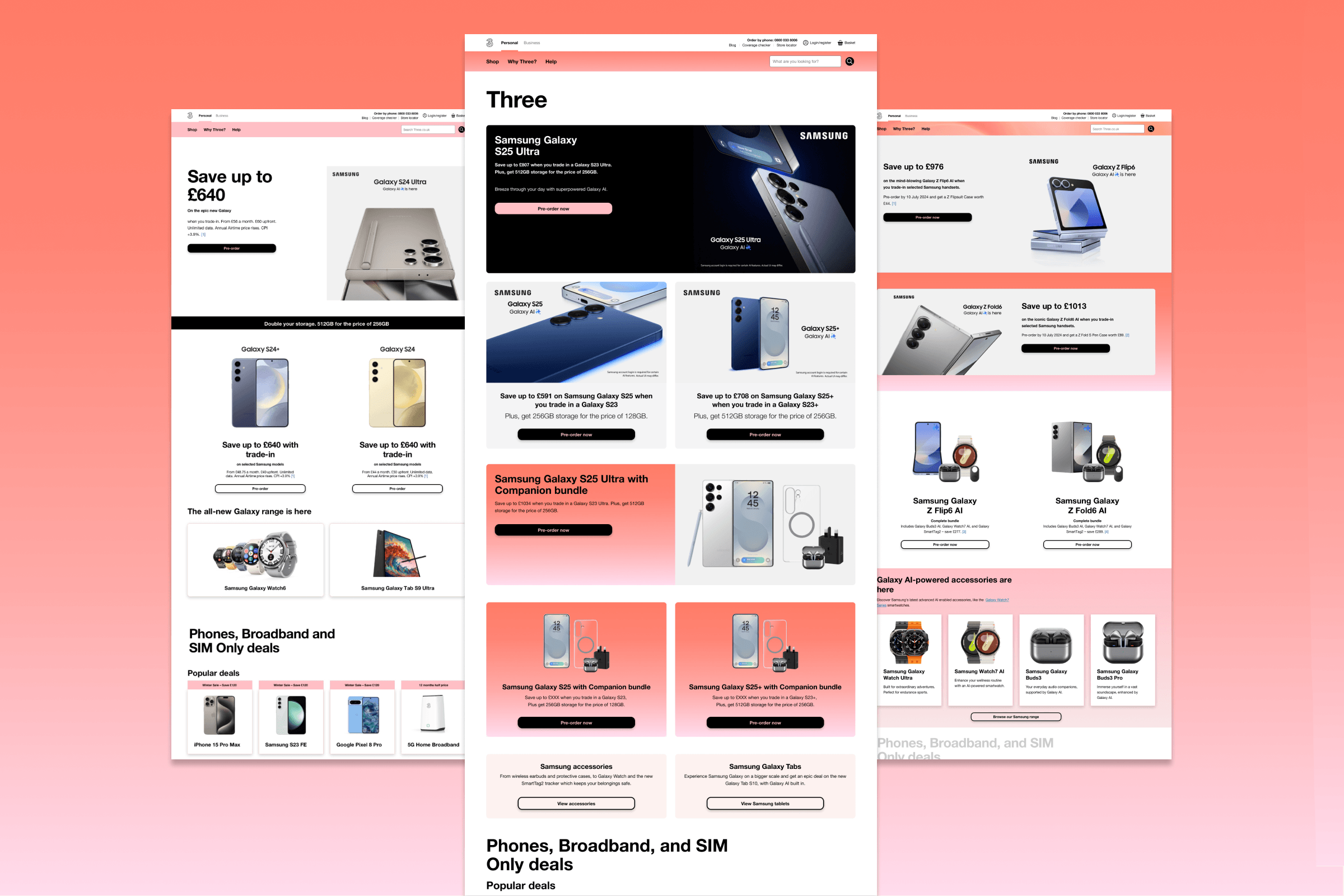 Samsung Galaxy homepage takeovers S24, S25, Z Flip and Fold 6