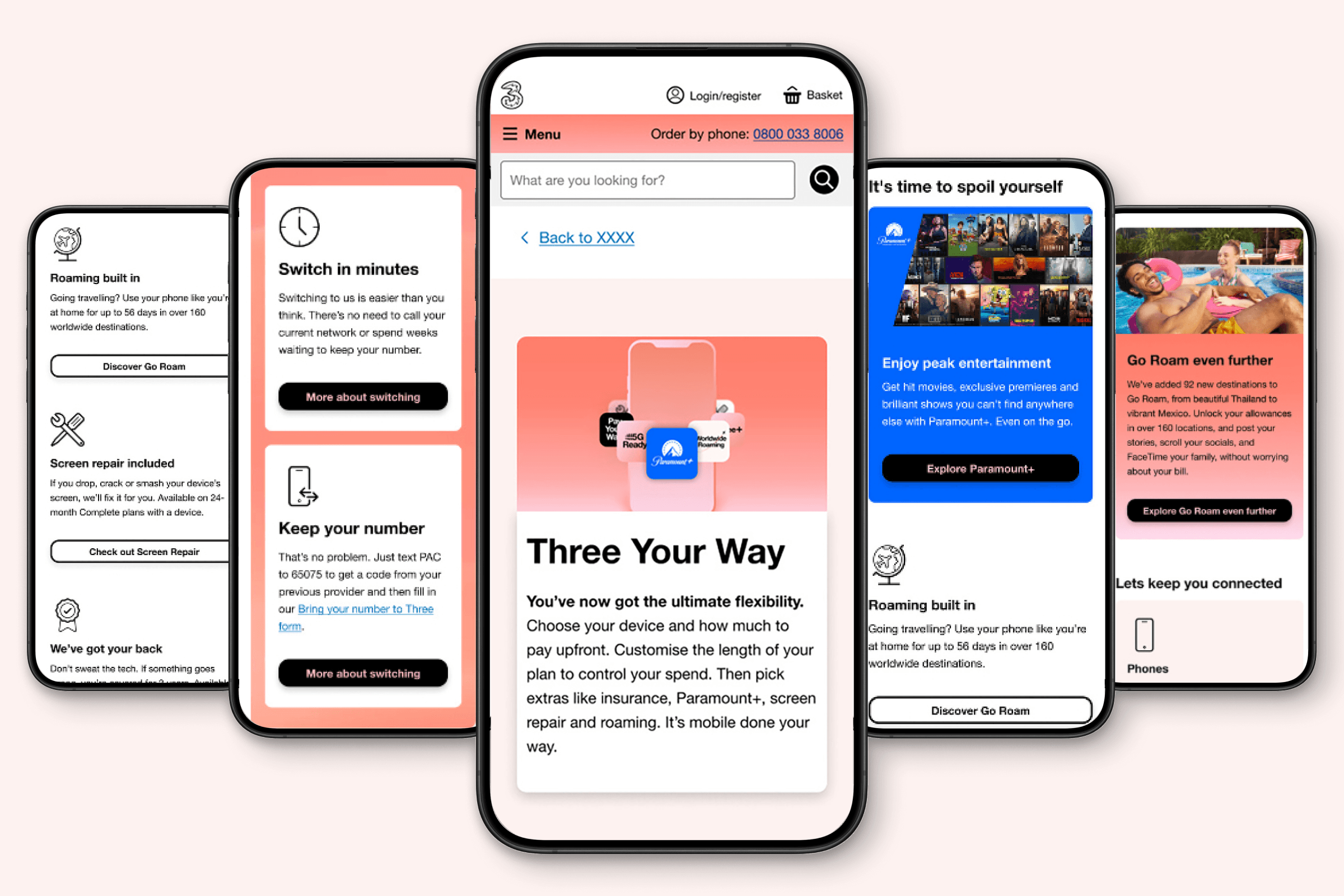 Three your way supporting mobile page